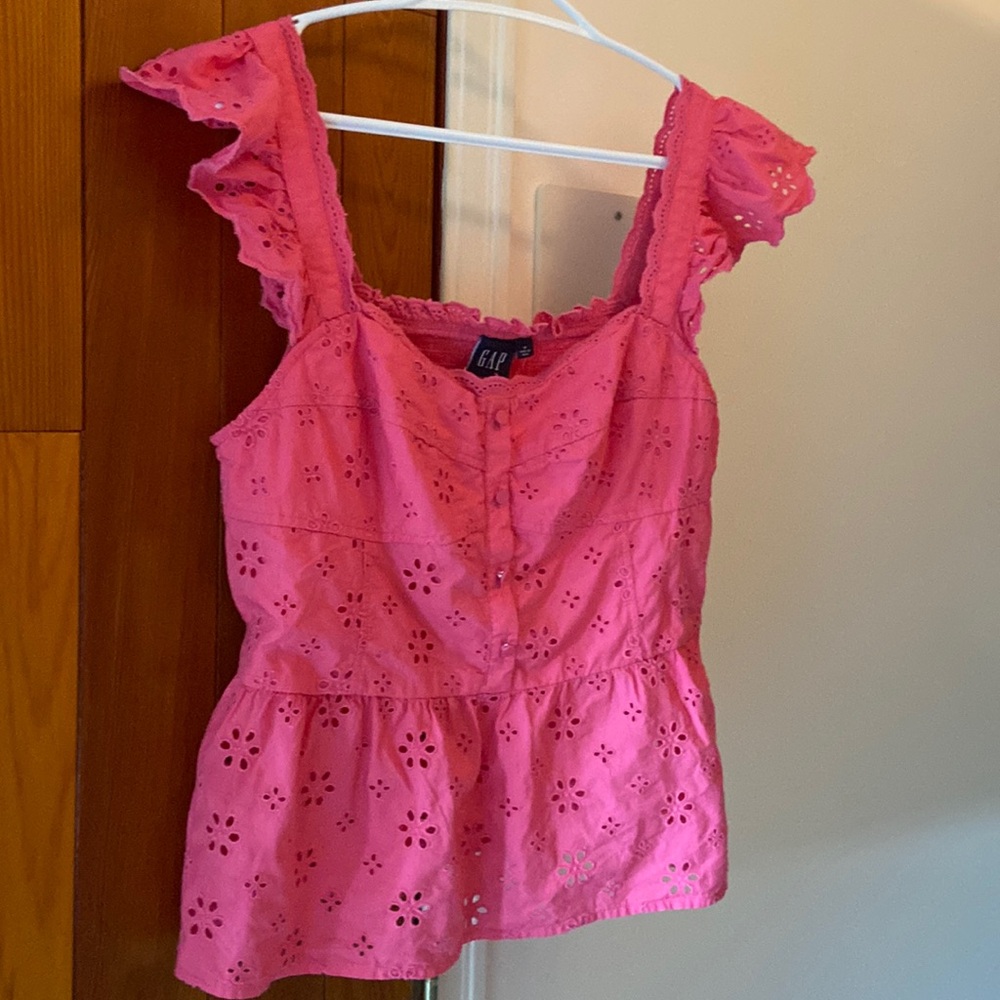 GAP Pink Eyelet Tank Top